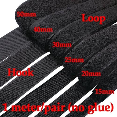 1 Meter/Pair Velcro White Black Fastener Tape No Glue Sewing On Hook and Loop Tape For Sewing Clothing Bags Accessories