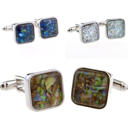 10pairs/lot Natural Abalone Shell Cufflinks Shiny Mother Pearl Shell Blue/White Seashell Cuff Links Mens Jewelry Accessory