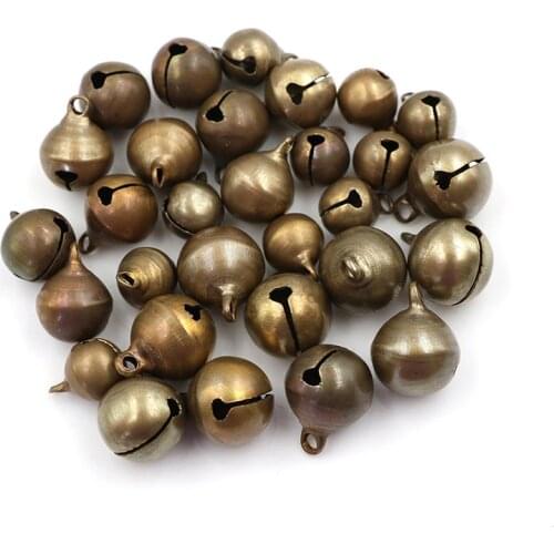 10x 10/12/14cm Bronze Metal Jingle Bells Loose Beads Festival Party Decoration Christmas Tree Decorations DIY Crafts Accessories