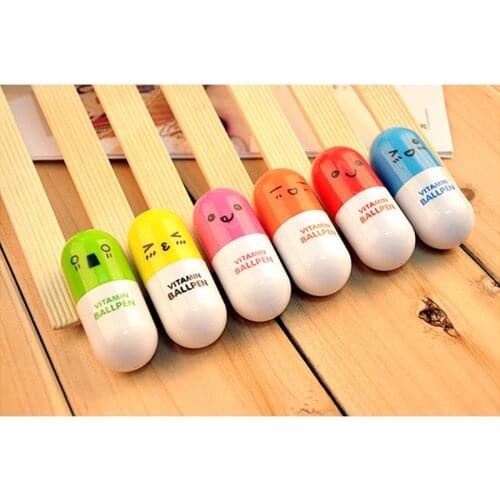 6Pcs/set Pill Ballpoint Pen Office And School Supplies Cute School Supplies Stationery Ball Pen Set Office Accessories HOT SALE