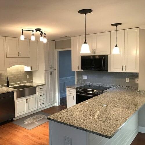 American Modern White Shaker Doors Style Kitchen Cabinets Solid Wood Factory