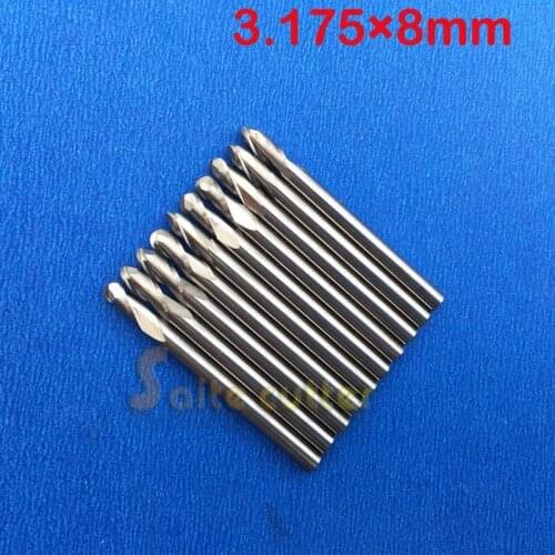 Free Shipping 10pcs/lot 3.175mm * 8mm Carbide Ball End Mill, Engraving Bits, Milling Cutters, Router Bits for Wood Machinery