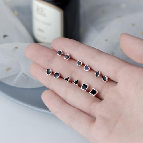 Colusiwei Geometric Heart Star Water drop Circle Triangle Square Stud Earrings Fashion Ear For Women Silver Female Jewelry