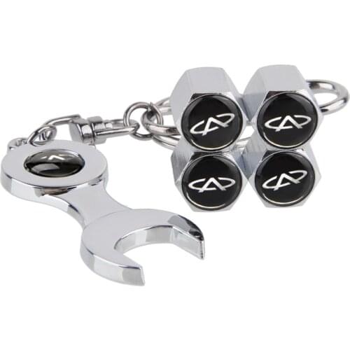 Tyre Dust Cover Wheel Valve Air Caps Wrench Keychain Auto Styling for Chery Tiggo QQ Tiggo 3 5 A3 Fulwin a1 a5 Amulet m11 Fora