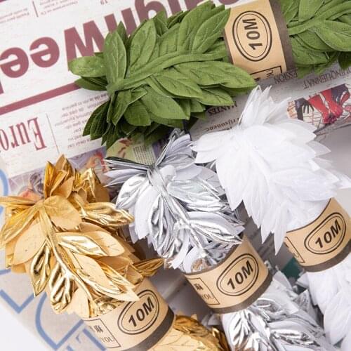 10meters Olive Colorful Leaf Trim Ribbon Artificial Vines Leaf Garland for DIY Craft Gift Wrapping Party Wedding Home Decoration