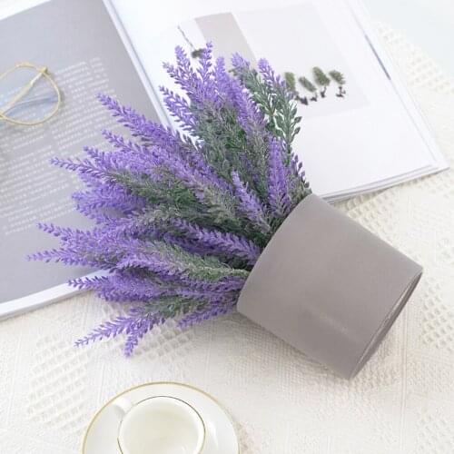 Artificial Lavender Flower Plants Farmhouse Home Decor Fake Plant for Office Kitchen Bedroom Shelf Living Room Table Decor