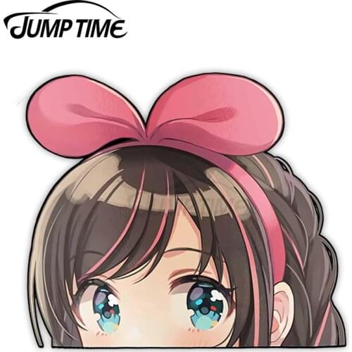 JumpTime 13 x 12 cm For Kizuna AI Peeker Big Head Anime Funny Car Stickers Waterproof Scratch-Proof Door Wall Auto Decoration