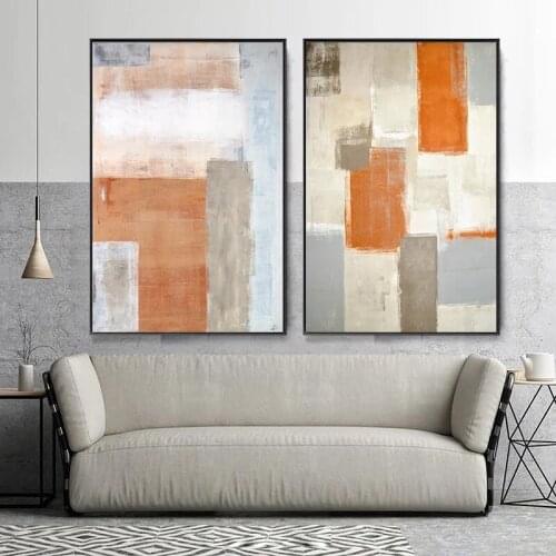 Brush Effect Retro Minimalist Orange Abstract Canvas Painting Home Art Posters Bedroom Corridor Stickers Nordic Decoration