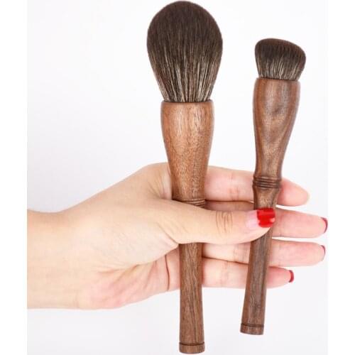 Lucky-Girls Large Powder Makeup Brush - 100% Original Walnut Wood Ultra-Soft Bristle Round Powder Bronzer Cosmetic Beauty Tools