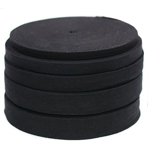 New Diy Cloth Accessories 100% Cotton Black Herringbone Tape Package Cotton Ribbon 10MM 12MM 15MM 20MM 25MM 30MM 40MM 50MM