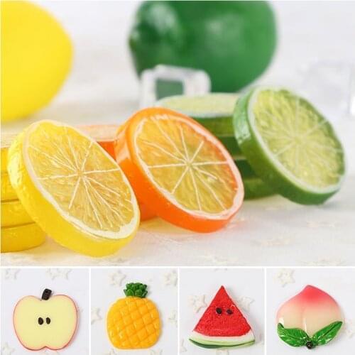 Cute Artificial Fruit Simulation Lemon Slices Watermelon Pineapple Strawberry Resin Fake Artificial Fruit Photography Prop Decor