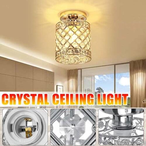 Mini Led Ceiling Lights Crystal Lampshade Plafonnier Living Room Bedroom Modern Decorative Ceiling Lamp Aisle Lamp E27 AC220V