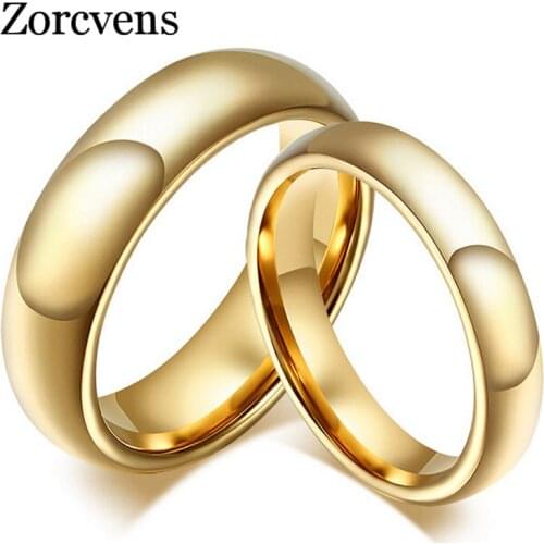 Modyle Fashion 100% pure tungsten rings 4MM/6MM wide Gold-Color wedding rings for women and men jewelry