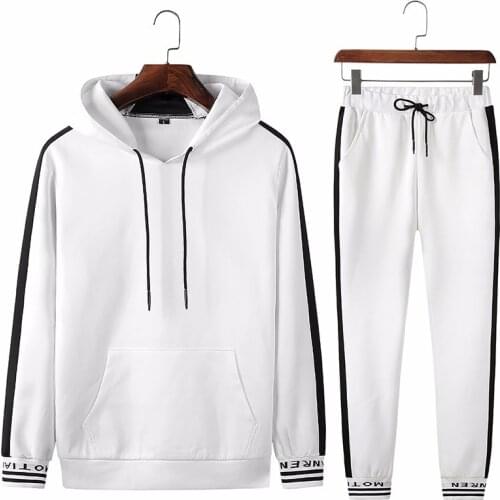 Men Sets Tracksuit Spring Autumn Hooded Sweatshirt Drawstring Sportswear New Male Suit Pullover Two Piece Set Casual Clothing