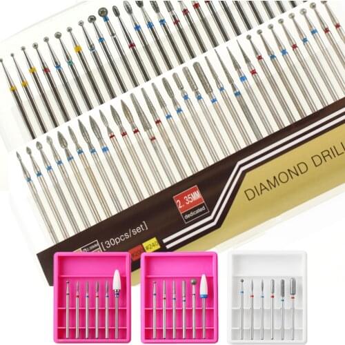 30pc/6pc Manicure Drills Set Milling Cutters Rotary Nail Drill Bit Diamond Ceramic For Electric Manicure Machine Nail Art Tools