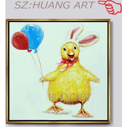 New Fashion Singing Chicken Canvas Painting Wall Art 100%Handmade Oil Painting Canvas Big Size For Bedroom Decoration Home