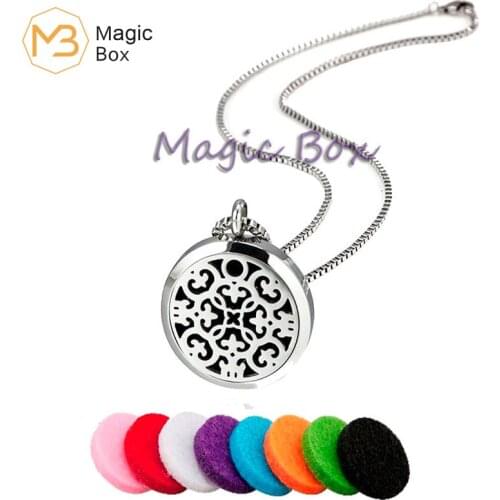 Aromatherapy necklace stainless steel essential oil diffuser perfume Locket pendant necklace 30mm round floating small box