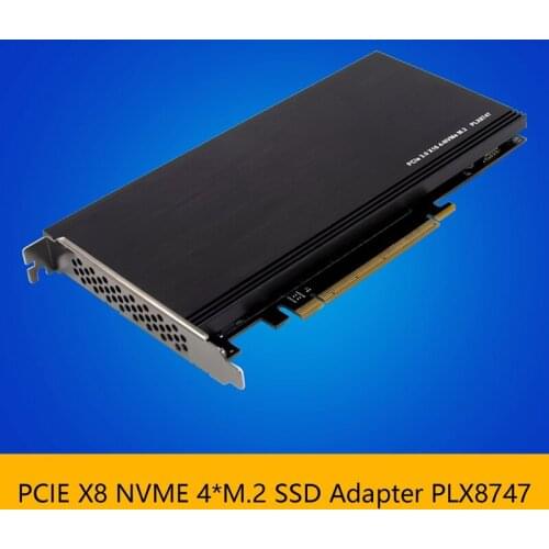 PCI-E 3.0 X16 PLX8747 to 4XM.2 NVMe SSD Riser Card Adapter for Miner BTC Mining Expansion Card