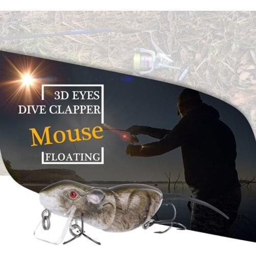 RQNQ 1PCS 2021 New Rat Fishing Lure Realistic Mouse Vivid 3D Eyes Swim Bait 6.3cm 10.3g Lifelike Fishing Wobbler Tackle
