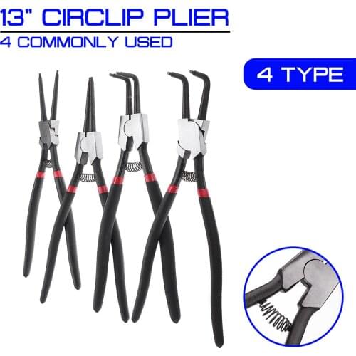 13 inch Curved Tip Plier Electrician Crimping Tool Circliper Snap Ring Plier Internal/External/Straight/Bent Optional Hand Tool