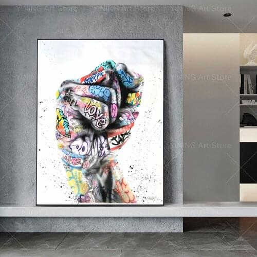 Clenched Fist Modern Graffiti Street Art Canvas Painting Poster Print Wall Art Picture For Living Room Home Decor Frameless