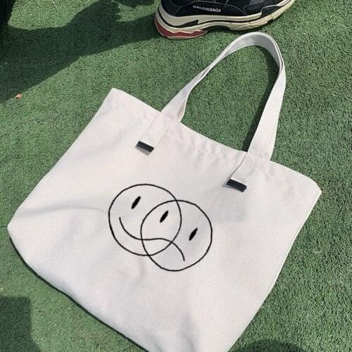 Shopper Letters Printing Female Cotton Cloth Handbag Tote Harajuku Kawaii Print Reusable Shoulder Bags Kpop Women Canvas Bag