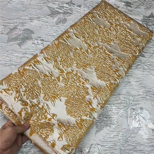 High Quality African Nigerian Tulle Lace Fabric Organza Embroidery Guipure Party Gold Gown Dress Brocade Jacquard French
