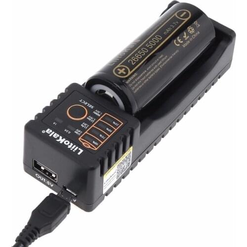 LiitoKala Lii-100 battery charger+1pcs HK LiitoKala 26650 5000mah Rechargeable battery for flashlight,20A discharge