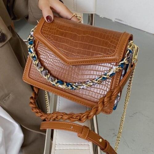 Womens Bag 2021 New Messenger Bag Crocodile Pattern One Shoulder Small Flap Bag