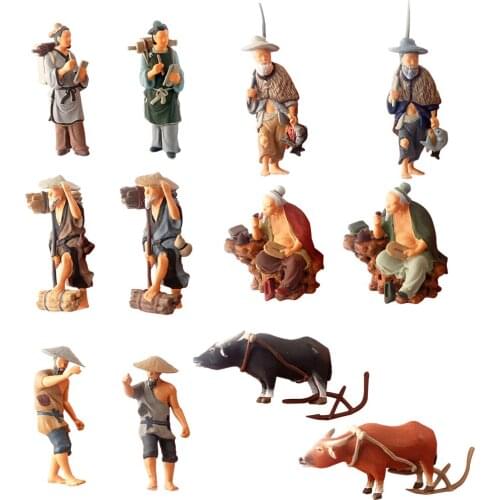 1:64 Ancient Figures Doll Scene Micro Landscape Layout Desktop Decor Photo Prop Children Toy Collectibles S Scale
