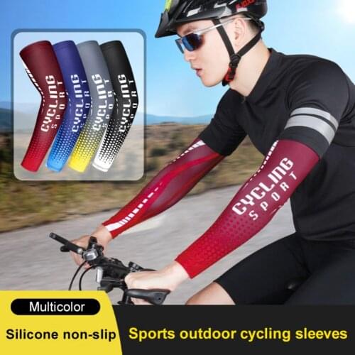 1 Pair Cycling Arm Sleeves Sports Basketball Running Arm Warmer Summer Ice Silk Cooling Arm Cover Breathable Sun Protection
