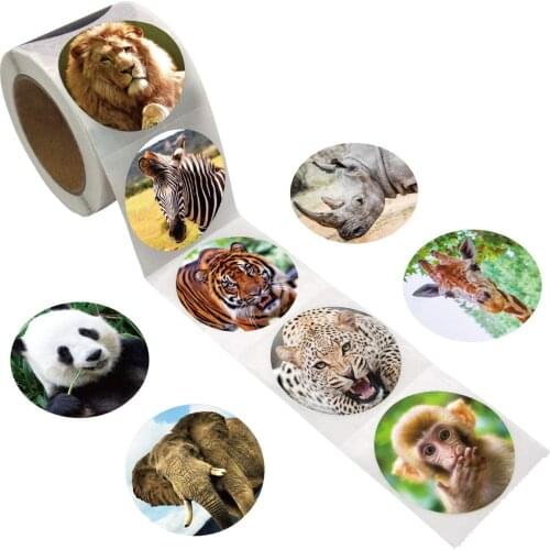 100-500Pcs Zoo Animals Cartoon Lion tiger pattern Stickers for kids classic toys Diary Scrapbooking Decor School Reward sticker