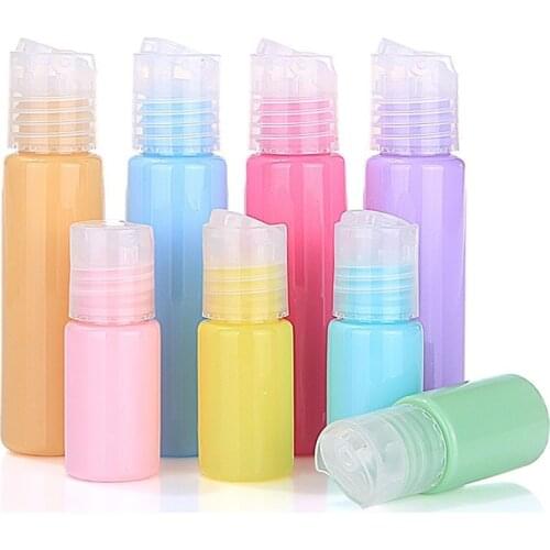 100pcs Travel Bottle Refillable Packaging Disk Top Cap Mini Empty Bottles Makeup Container Macaron Cosmetic Tube Cute 10ml 30ml