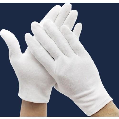 3 Pairs White Cotton Gloves Coin Gloves for Women Men Dry Hands Serving Archival Cleaning Jewelry Silver Inspection D18 20