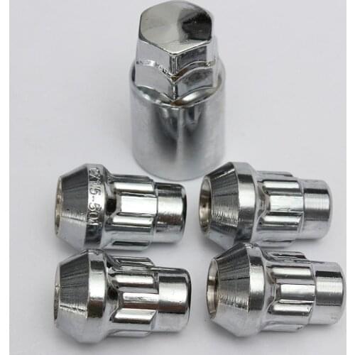 4Pcs 12x1.5mm 60 Degrees Tapered Alloy Wheel Lock Anti-theft Nuts Bolts with Key