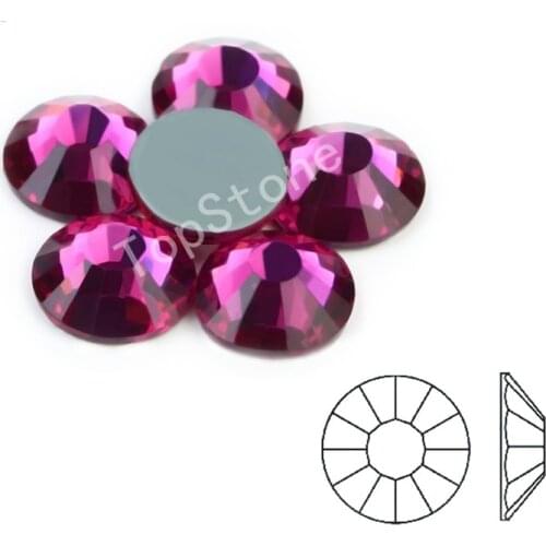 AAAAA Top Quality SS3~SS30 Fuchsia Color Hot Fix Stone Flatback Iron On Hotfix Strass Rhinestone for Dress Making