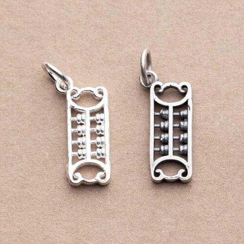 925 Sterling Silver Personality Hollow Out Abacus Charms DIY Jewelry Making For Women Men 18mm Length Handmade Silver Pendants