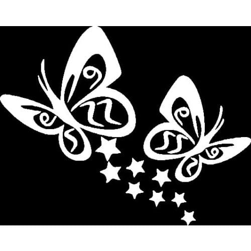 Butterfly Star Sky Personalized Car Sticker Creative Fun Decal Waterproof Sunscreen Decoration Black/White, 14cm * 11cm
