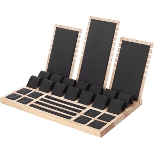 Bamboo Wood Earring Holder Jewelry Storage Tray Ring Necklace Pendant Display Display Jewelry Display Stand
