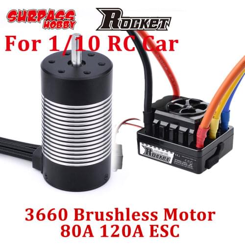 ROCKET 3660 Brushless Motor Waterproof 60A 80A 120A ESC for 1/10 1/12 RC Car Truck Traxxas WLtoys 124019 HSP 94123 540 550 Brush