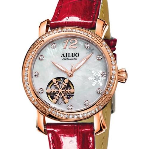 FRANCE Luxury Brand AILUO Womens Watches Leather Strap Japan Automatic Mechanical Wristwatch Women Sapphire Crystal Clock A6081