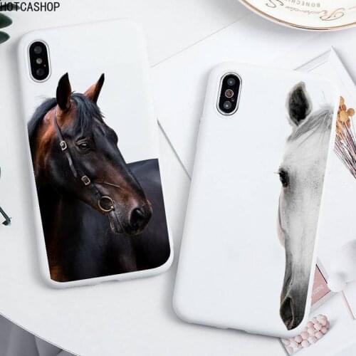 Watercolor Horse Horses Phone Case For iphone 12 11 Pro Max Mini XS 8 7 6 6S Plus X SE 2020 XR Candy white Silicone cover