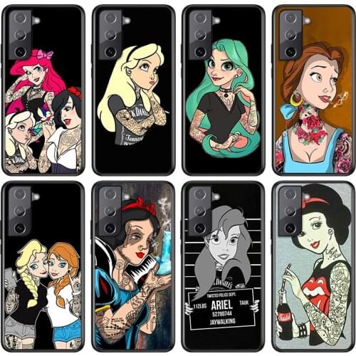 Tattoo princess For Samsung Galaxy S21 S20 FE S10e S10 S9 S8 S7 S6 Ultra Plus Lite 5G Edge Black Soft Phone Case