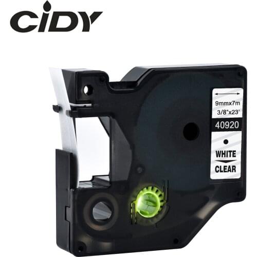 Cidy 40920 Compatible Dymo D1 manager 9mm white on clear for Dymo Label Printer label tape for Dymo label manager LM 160 280