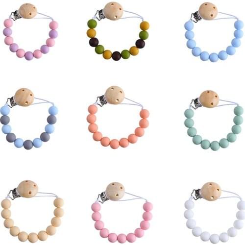 Baby Pacifier Clip Chain Silicone beads Soother Pacifier Clips Leash Strap Nipple Holder For Infant Nipple Bottle Clip Chain