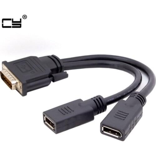 DMS-59Pin Male to Dual DP Displayport Female Splitter Extension Cable for PC Graphics Card 25cm