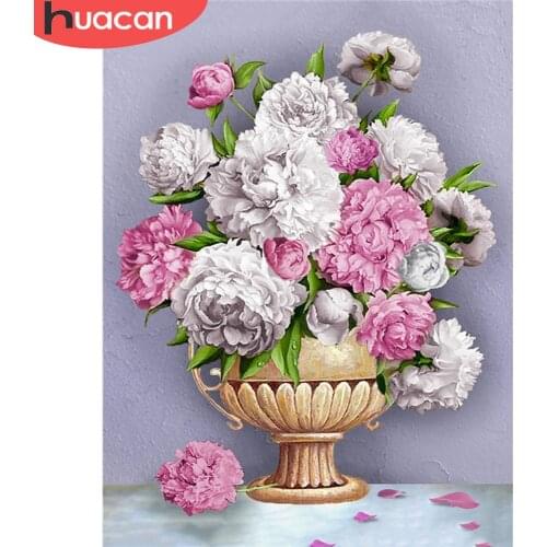 HUACAN Full Square Diamond Painting Flower Picture Of Rhinestone 5D DIY Diamond Embroidery Peony Craft Kit Decor For Home