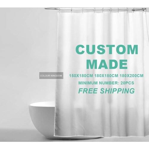 Custom Made 20pcs or More Shower Curtain Wholesale Design High-quality Polyester Waterproof Fabric Shower Curtain