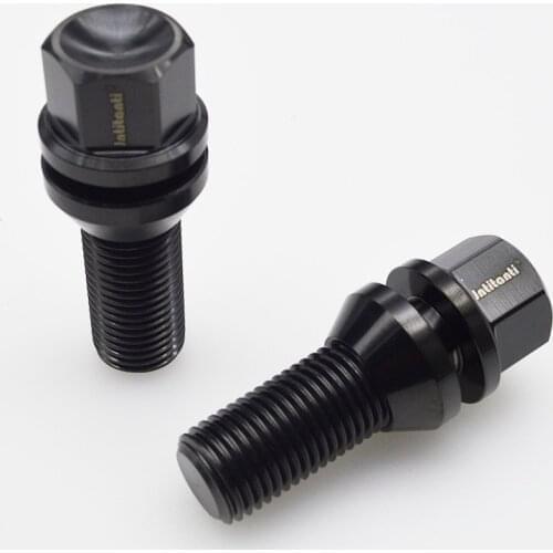 Black Gr5 titanium wheel bolt with removable conical washer