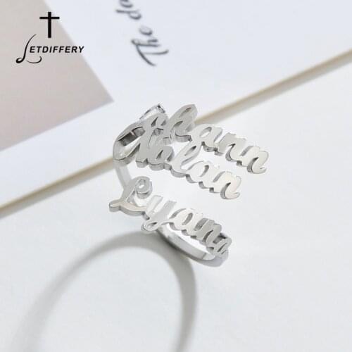 Letdiffery Customized Multi Names Rings Stainless Steeel Family Ring Women Jewelry for Lovers Families friends Unique Gifts